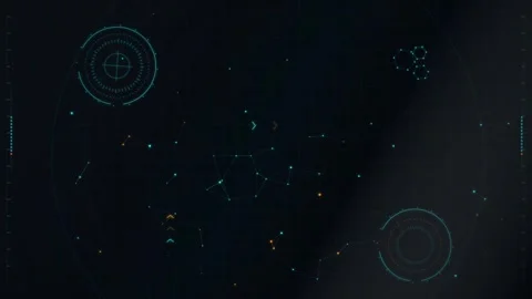 Digital Interface with UI HUD Elements and Data Network Stock Footage 348745868