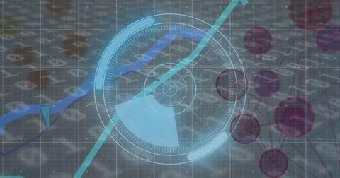 Digital interface with various graphs and data visualizations Stock Photos