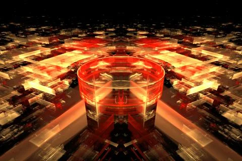 Digital interior building Hi tech Abstract data center server tonel. Business Stock Illustration