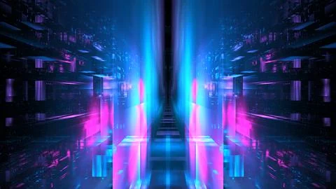 Digital interior building Hi tech Abstract data center server tonel. Business Stock Illustration