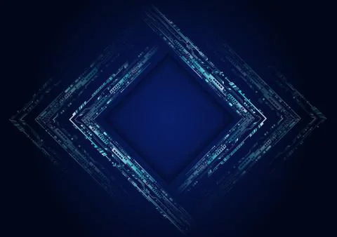 Digital internet communication on blue background. Abstract global sci fi con Stock Illustration