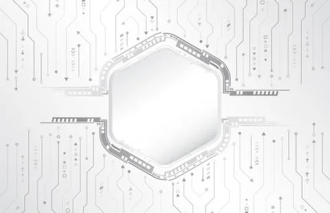 Digital internet communication on grey background. Abstract global sci fi con Stock Illustration
