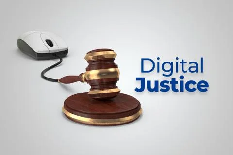 Digital internet law concept with mouse and gavel connection. Stock Illustration