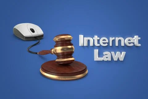 Digital internet law concept with mouse and gavel connection. Stock Illustration