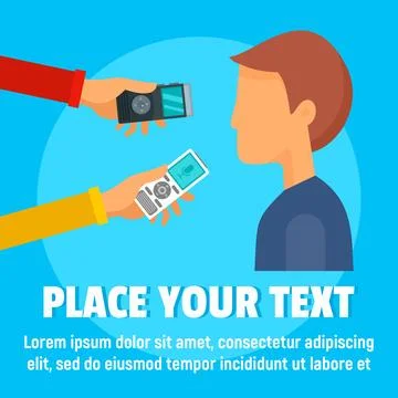 Digital interview dictaphone concept background, flat style Stock Illustration