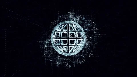 Digital Intro animation sign globe. Abstract world consisting Stock Footage 89459210