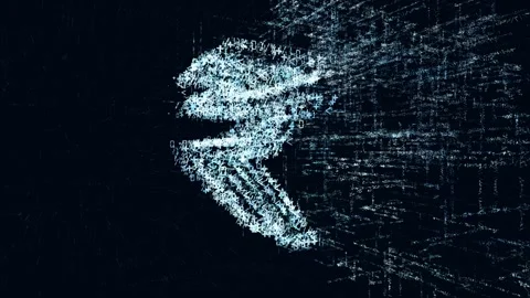 Digital intro animation sign rupee. Abstract money consisting of program code Stock Footage 92015557