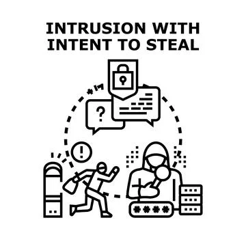 Digital intrusion, hacking, and data stealing concept Stock Illustration