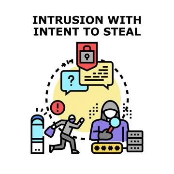 Digital intrusion, hacking, and data stealing concept Stock Illustration