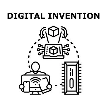 Digital invention process creating modern technology solutions Illustrazione stock
