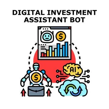 Digital investment assistant bot concept vector illustration Stock Illustration
