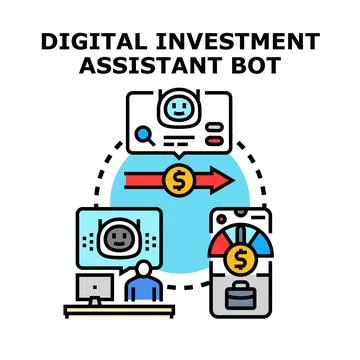 Digital investment assistant bot concept vector illustration Stock Illustration