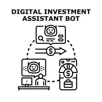 Digital investment assistant bot concept vector illustration Stock Illustration