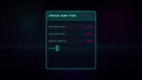 Digital Invoice Payment Confirmation for Online Services in a Futuristic Ne.. 動画素材 347359868