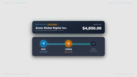 Digital Invoice Payment Status Timeline with Sent, Viewed and Paid 4K Alpha Vídeo Stock 346539943