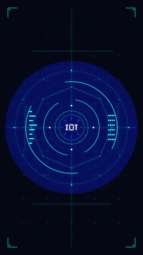 Digital iot radar display scanning circular data interface hud Stock Footage 348330470