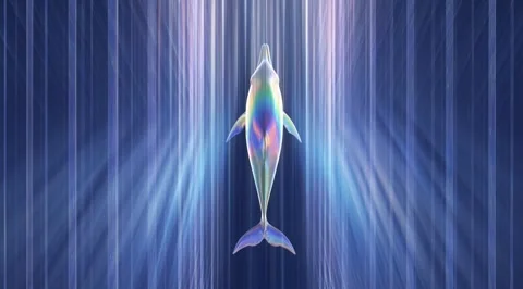 Digital iridescent dolphin swimming forward Stock Footage 331459986