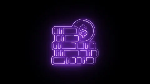 Digital Isolated on Black Background Neon Technology Data Animation Vídeo Stock 328106304