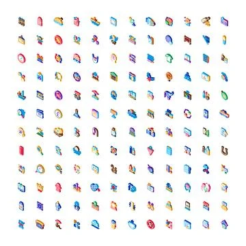 Digital isometric signs collection for web elements 스톡 일러스트