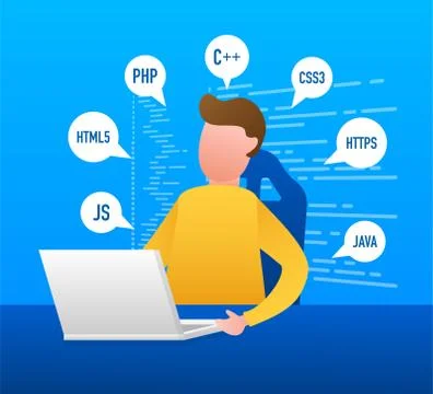 Digital java code text. Computer software coding vector concept. Programming Stock Illustration