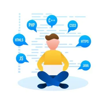 Digital java code text. Computer software coding vector concept. Programming Stock Illustration