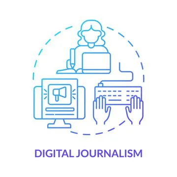 Digital journalism blue gradient concept icon Stock Illustration