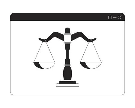 Digital justice scale in browser window 2D line object イラスト素材