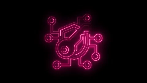 Digital key with circuit board neon glow cybersecurity protection concept Stock Footage 330785305