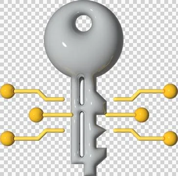 Digital Key with Circuit Connections Stock Illustration