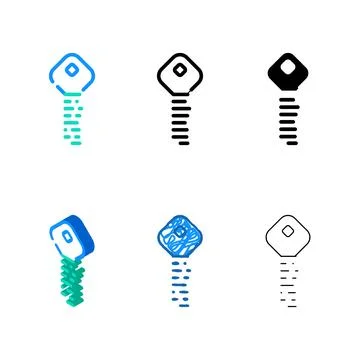 Digital key color pack icon vector Stock Illustration