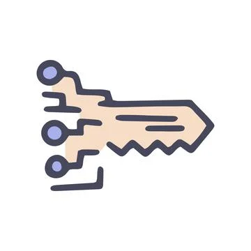 Digital key color vector doodle simple icon Stockillustratie