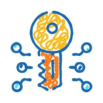 Digital key encryption for data protection cybersecurity 스톡 일러스트
