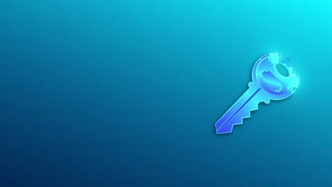 Digital key glitch animation in blue background Stock Footage 296258963