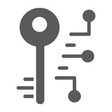 Digital key glyph icon, security and safety, key Stock Illustration