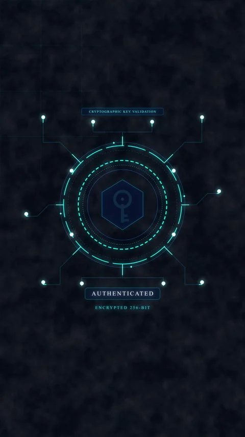 Digital key hud interface with secure circle radar scanner, data encryption.. Stock Footage 348330543