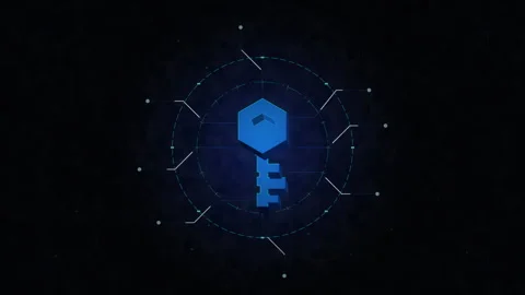 Digital key icon with data security portal, cybersecurity tech, access code.. Stock Footage 348330716
