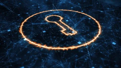 Digital Key Icon in holographic computer space イラスト素材