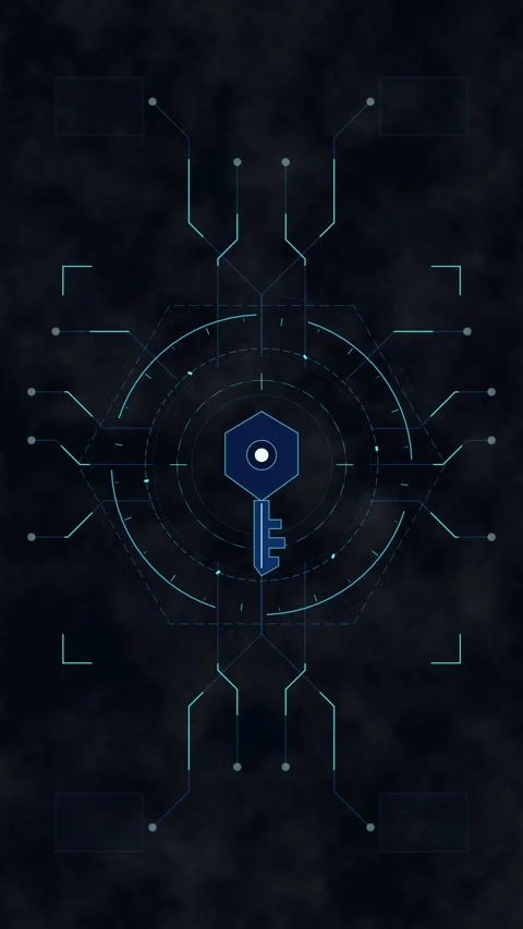 Digital key icon with HUD interface, cyber security scan, data protection, .. Stock Footage 348330849