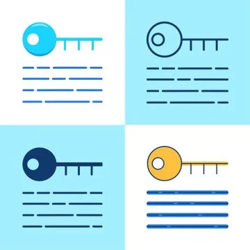 Digital key icon set in flat and line style Stockillustratie