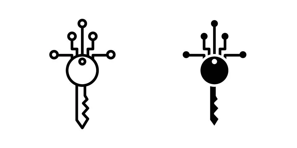 Digital key icon set modern line and solid style collection. Stock Illustration