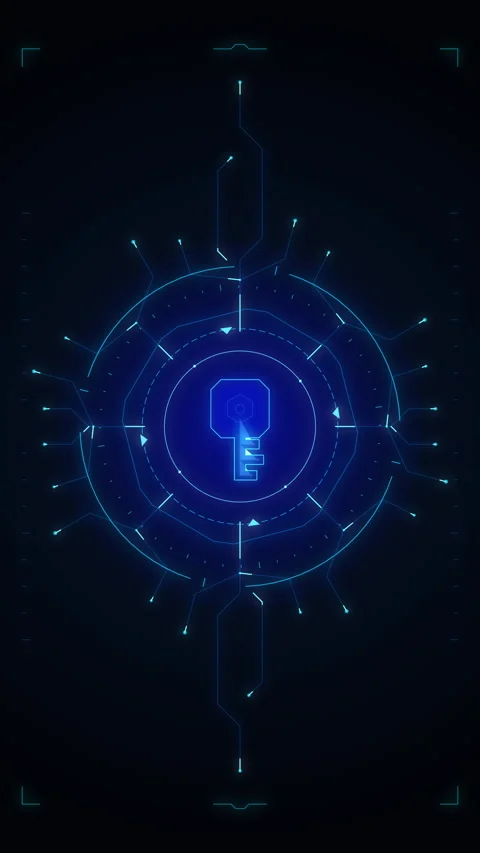 Digital key icon technology HUD data security network interface Stock Footage 348330712