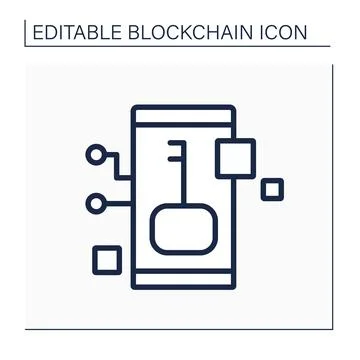 Digital key line icon Stock Illustration