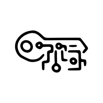 Digital key line vector doodle simple icon Stock Illustration