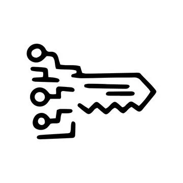 Digital key line vector doodle simple icon Stock Illustration