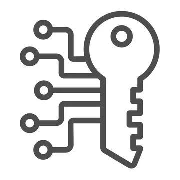 Digital key with network line icon, web security concept, Data security sign on Stock Illustration
