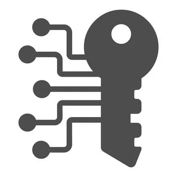 Digital key with network solid icon, web security concept, Data security sign on Stock Illustration