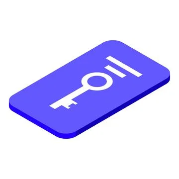 Digital key protecting smartphone access, isometric security icon Stock Illustration