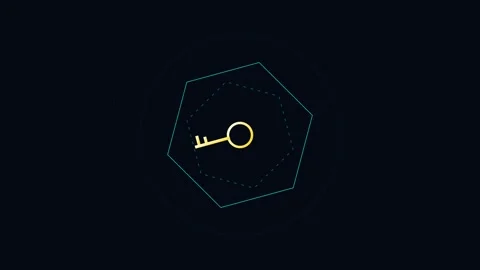 Digital key rotation animation on futuristic HUD interface 스톡 동영상 344752255