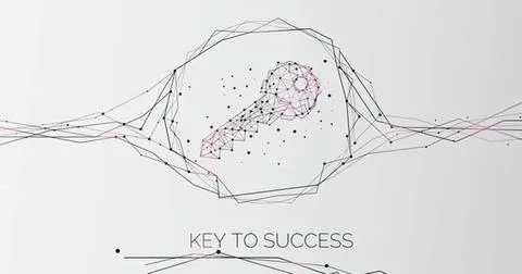 Digital key shaped like a key for success with geometric lines Stock Illustration