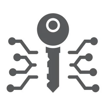 Digital key thin glyph icon, money and finance 스톡 일러스트
